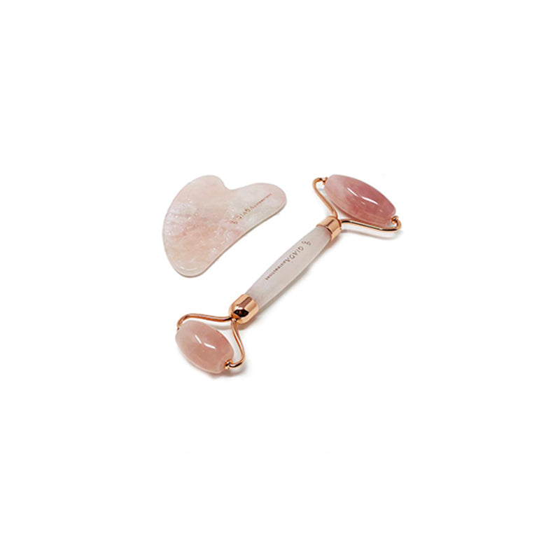 Set Gua Sha Nuvoletta e Cucchiaio In Quarzo Rosa